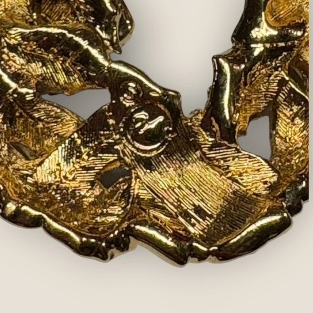 Swarovski Christmas Wreath Brooch Crystal Enamel Holly Bow Gold Tone Pin 2